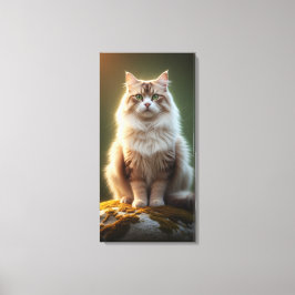 Lienzo Gato Esponjoso Majestuoso – Felino Sereno de Ojos