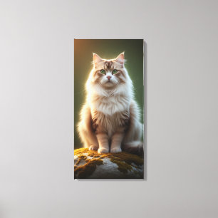 Lienzo Gato Esponjoso Majestuoso – Felino Sereno de Ojos