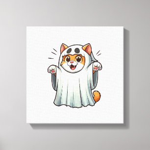 Lienzo Gato Fantasma Calabaza Halloween. Top de Tanque