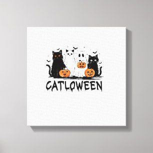 Lienzo Gato fantasma de Halloween Catloween Gato negro di