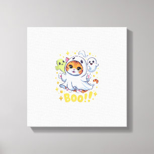 Lienzo Gato fantasma lindo de Halloween Boo Gato divertid