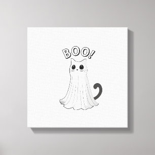 Lienzo Gato fantasma lindo gatito Boo Halloween gatito es