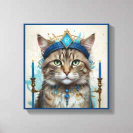 Lienzo Gato festivo disfrazado de hanukkah juguetón