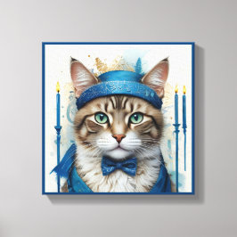 Lienzo Gato festivo disfrazado de hanukkah juguetón
