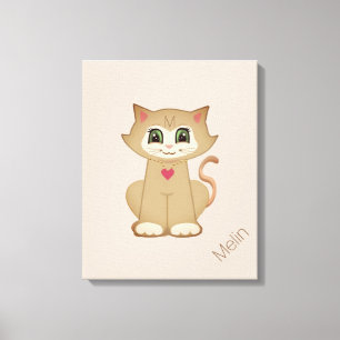 Lienzo Gato Gatito Adorable sobre Beige