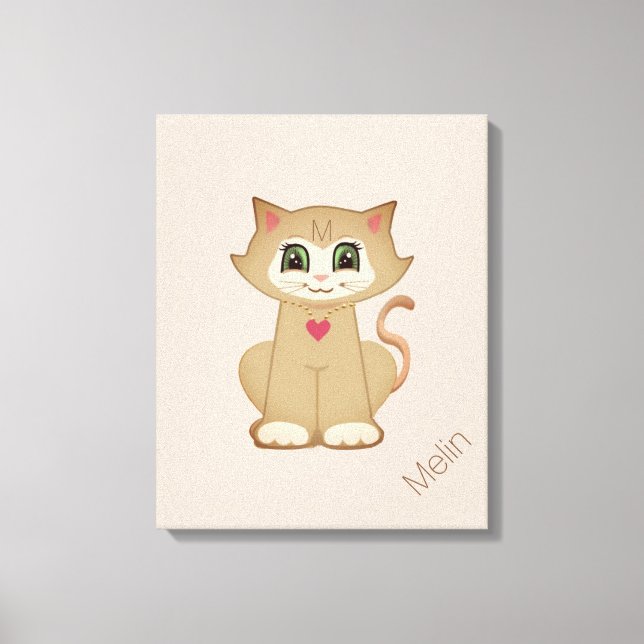 Lienzo Gato Gatito Adorable sobre Beige (Anverso)