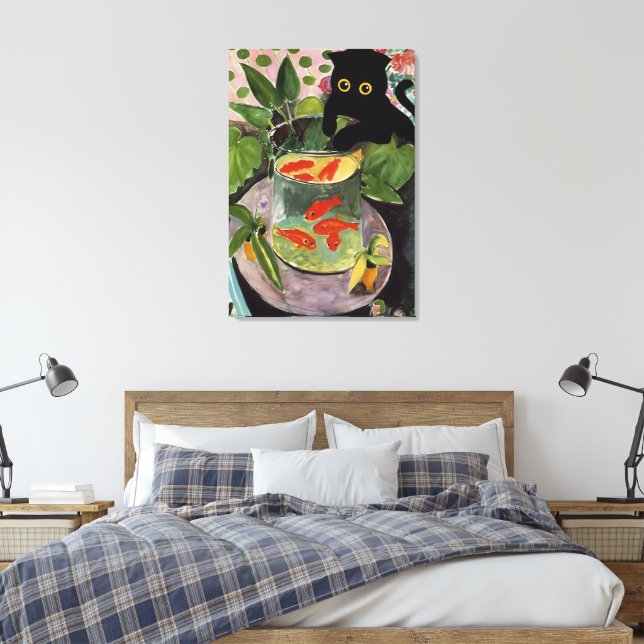 Lienzo Gato Gato Gusano Matisse Poster Elegante Moderno (Insitu(Dormitorio))
