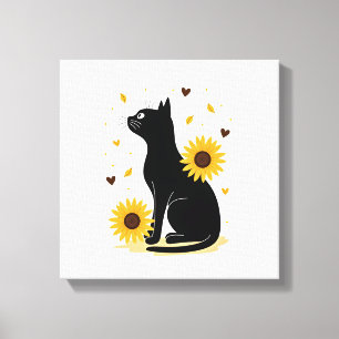 Lienzo Gato Girasol Árbol de Navidad Girasol Gato Amante