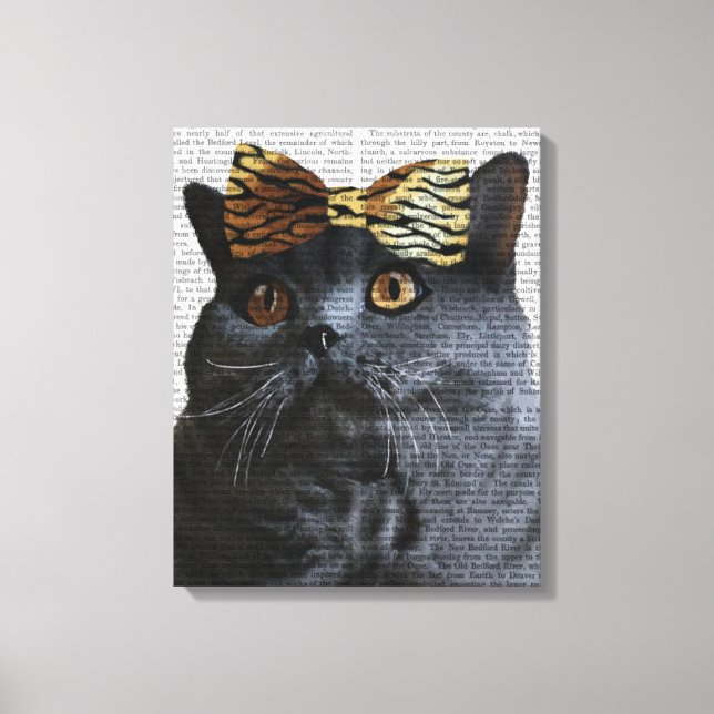 Lienzo Gato gris con arco de leopardo (Anverso)