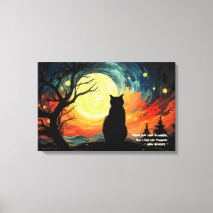 Lienzo Gato iluminado por la luna