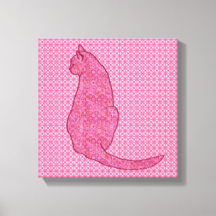Lienzo Gato japonés - Batik rosa de fucsia