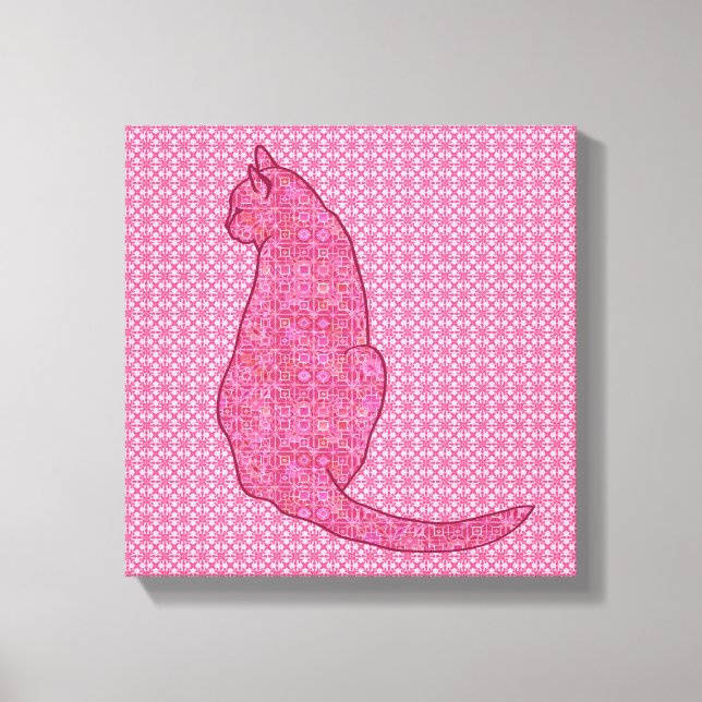 Lienzo Gato japonés - Batik rosa de fucsia (Anverso)