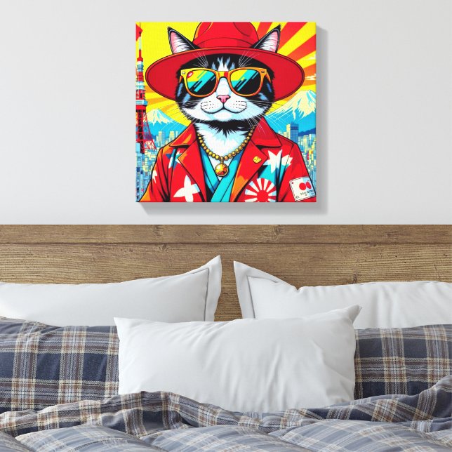 LIENZO GATO JAPONÉS DE LA CIUDAD DE BOBTAIL-BIG (Insitu(Dormitorio))