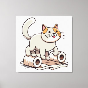 Lienzo Gato jugando con papel higiénico