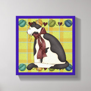 Lienzo Gato Kitty en Plaid