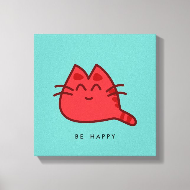 Lienzo Gato Kitty Sonriente Rojo (Anverso)