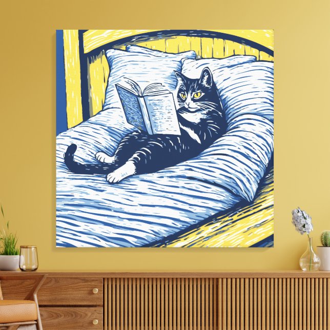Lienzo gato leyendo (Insitu (Sala de estar))