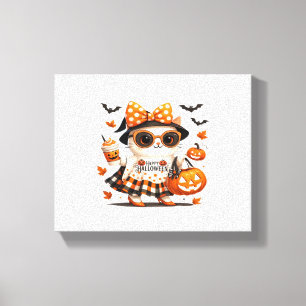 Lienzo Gato lindo de Halloween - Kawaii Bruja Kitty con b