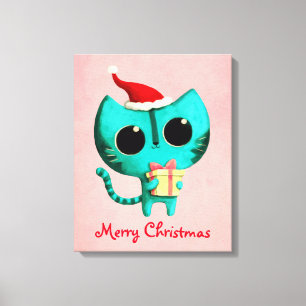 Lienzo Gato lindo del navidad