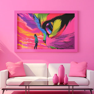 Lienzo Gato mirada cósmica: Un encuentro de mundos