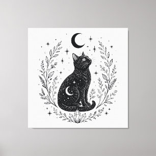 Lienzo Gato místico bajo la luna