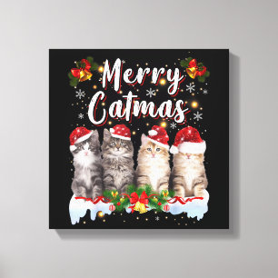 Lienzo Gato Navidad Sombrero Santa Divertido Alegre Catma