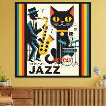 Gato negro de la era del jazz de mediados de siglo