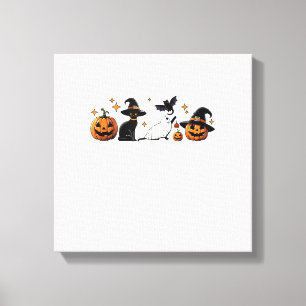 Lienzo Gato Negro Halloween Calabaza Bruja Fantasma Espel