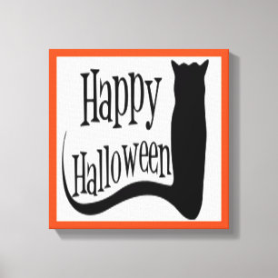 LIENZO GATO NEGRO "HAPPY HALLOWEEN"