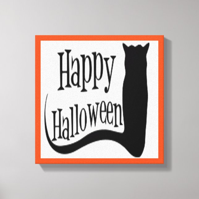 LIENZO GATO NEGRO "HAPPY HALLOWEEN" (Anverso)