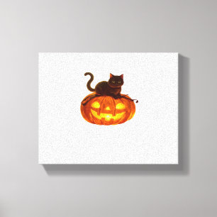 Lienzo Gato negro y calabaza - espeluznante Cla mágica de