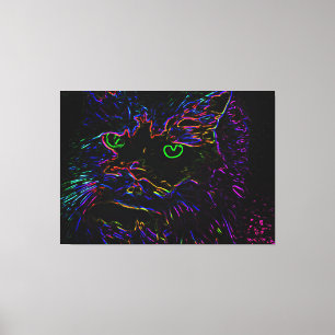 Lienzo Gato Neon Glow