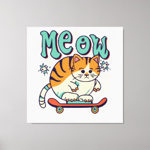 Lienzo Gato Patinando Miau