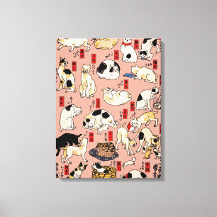 Lienzo Gato Patrón Ukiyo-e Japonés Antiguo: Kuniyoshi