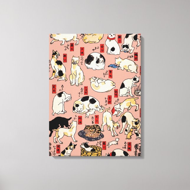 Lienzo Gato Patrón Ukiyo-e Japonés Antiguo: Kuniyoshi (Anverso)