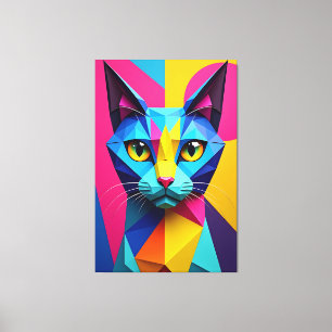 Lienzo Gato Pop Art Geométrico 3D