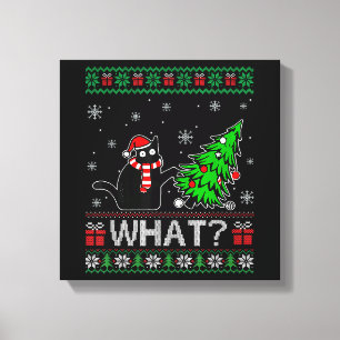 Lienzo Gato qué gracioso gato negro que presiona el árbol