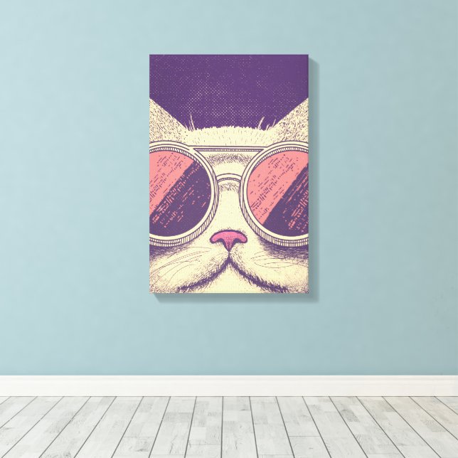 Lienzo Gato Retro Vintage (Insitu (piso de madera))