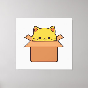 Lienzo Gato sentado dentro de la caja de cartón