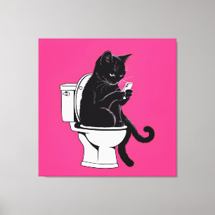 Lienzo Gato sentado en un inodoro