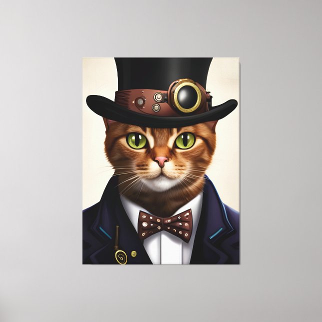Lienzo Gato Steampunk (Anverso)