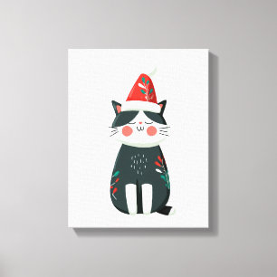 Lienzo Gato Vintage Adorable con Sombrero de Santa – Navi