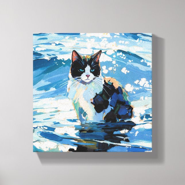 Lienzo Gato y el Océano (#1) (Anverso)