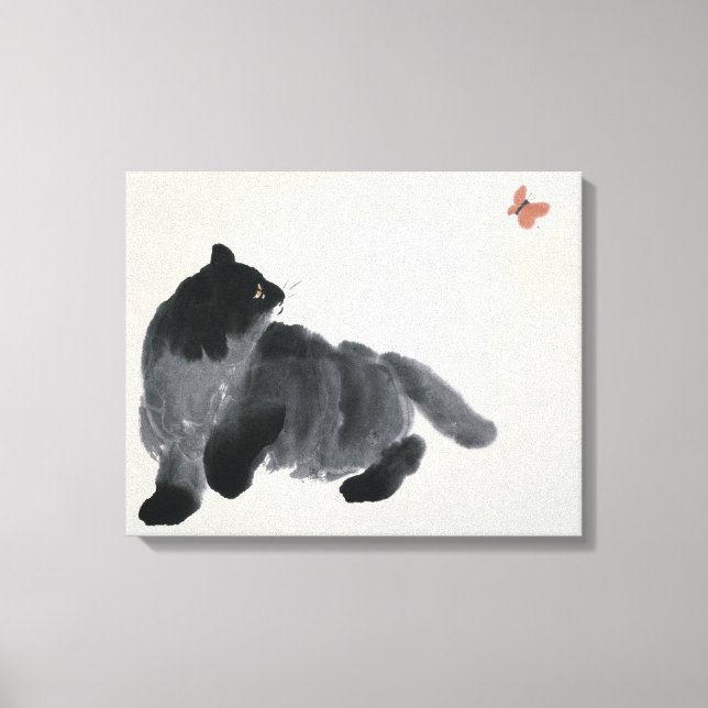 Lienzo Gato y mariposa (Anverso)