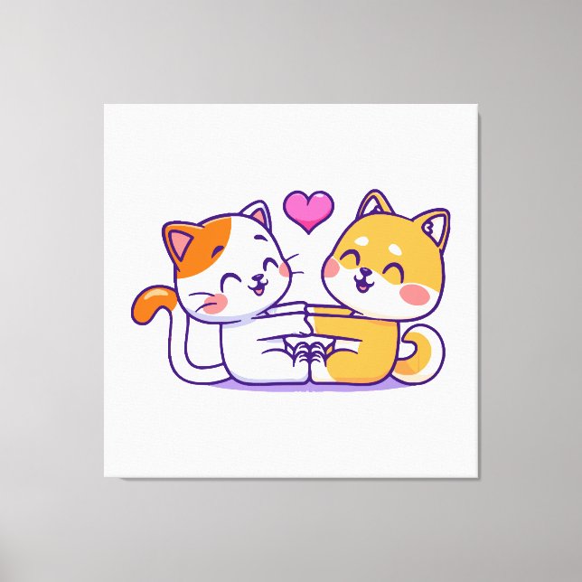 Lienzo Gato y Shiba Inu (Anverso)