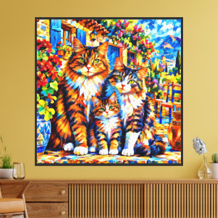 Lienzo Gatos Coloridos Expresionistas Abstractos en Lienz
