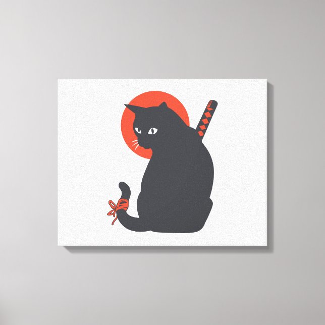 Lienzo Gatos como guerrero Samurai - Elegir color de fond (Anverso)