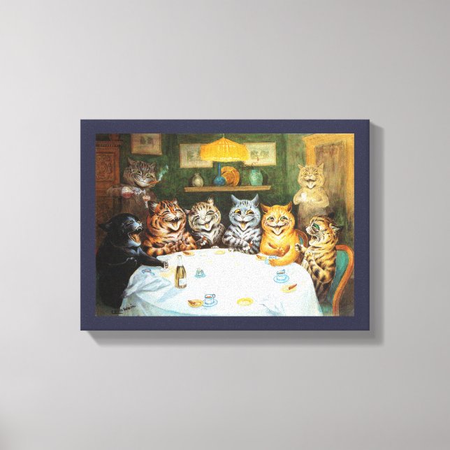 Lienzo Gatos con Cigarros y Brandy, Louis Wain (Anverso)
