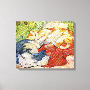 Lienzo Gatos con tela roja, Franz Marc