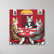 Gatos de mesa jugando al póquer